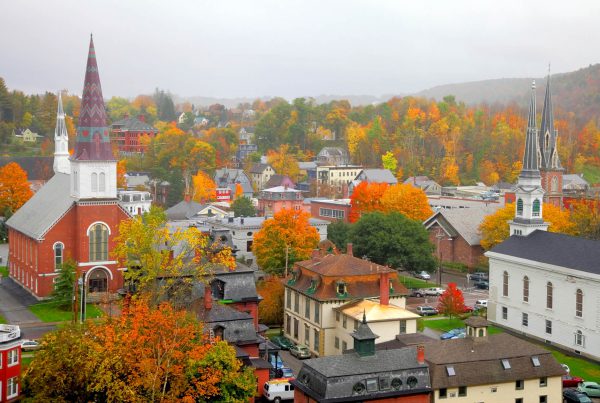 A Vermont town during foliage season